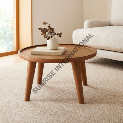 Contemporary Wooden Coffee Center Table With Round Pattern Home & Living:furniture:living