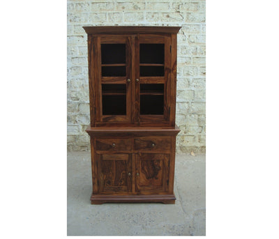 wooden glass cabinet, wooden crockery unit
