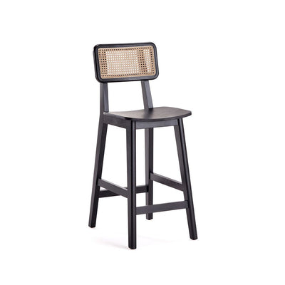 wooden bar chair with rattan cane design