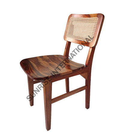 Mid Century Wooden Chandigarh Dining Chair With Cane Rattan Work At Back ! Home &