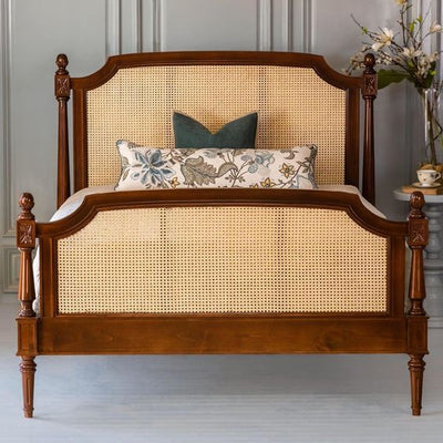 solid wood rattan cane bed designs