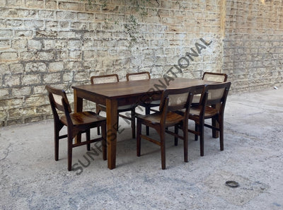 Mid Century Solid Sheesham Wood Storage Dining Table With 6 Chair Furniture Set ! Home &