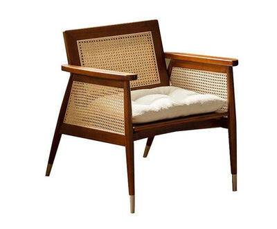 solid wood accent chair design with rattan cane work