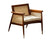 Modern sheesham wood leisure accent arm chair with rattan cane work & seat cushion !