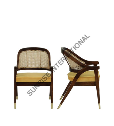 Sheesham Wood Restaurant Accent Arm Chair With Rattan Cane Work & Seat Cushion ! Home