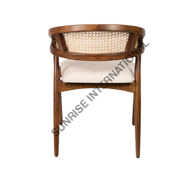 Sheesham Wood Restaurant Cafe Accent Arm Chair With Rattan Cane Work & Seat Cushion ! Home
