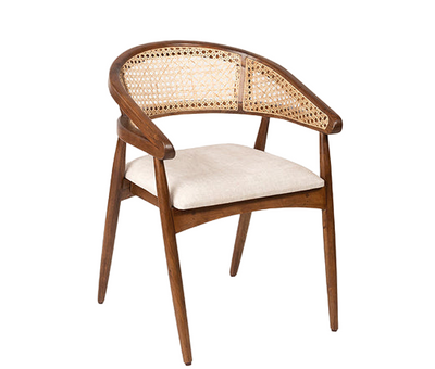 Sheesham wood restaurant cafe accent arm chair with rattan cane work & seat cushion !