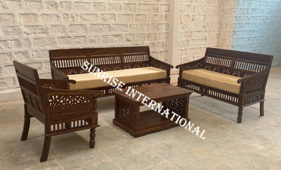wooden hand carved sofa set design online in india
