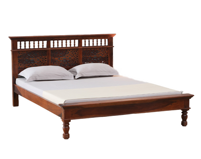 solid wood bed design with hand carving