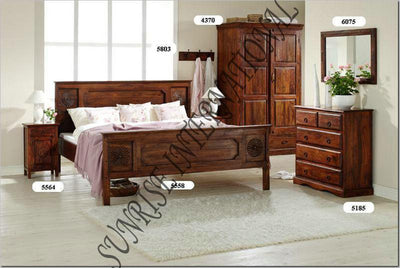 6pc Bedroom Set - 1 King/Queen Bed , 1 Wardrobe , 2 Bedsides , 1 Dresser, 1 mirror frame !- Furniture online: Buy wooden furniture for every home with best designs