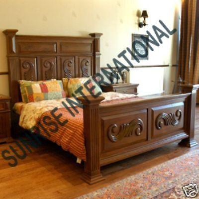Solid wood bed, wooden bed, sheesham wood storage bed online in