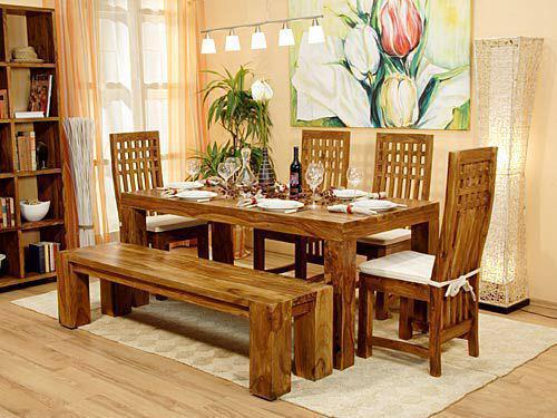 Wooden Bench Chair Dining Set Royaloak Ashoka Sheesham Wood Seater