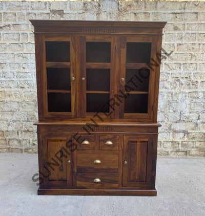 Contemporary Design Wooden Glass Cabinet (Hutch - Two Part) ! Home & Living:furniture:living