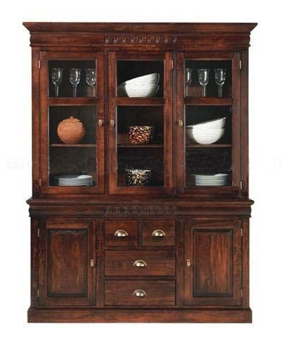 Contemporary design Wooden Glass Cabinet (Hutch Two part)