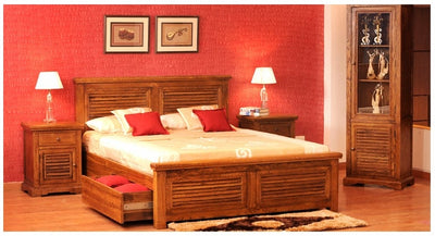 solid wood storage bed designs online india