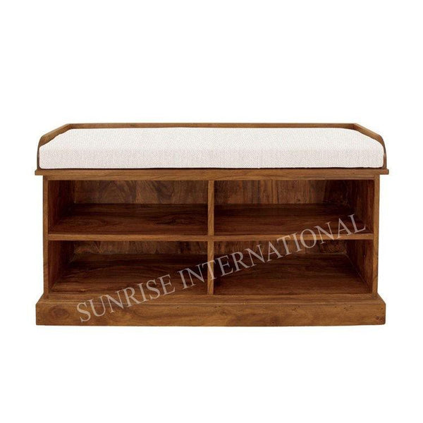 Handmade Wooden Shoe Rack cabinet cum Bench with Seat Cushion