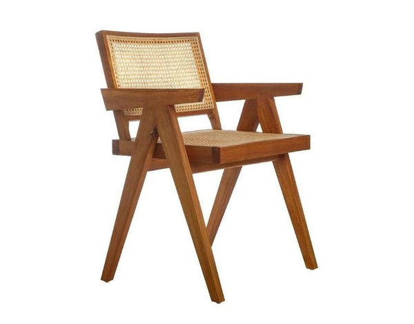 Mid-Century Spanish Carved Walnut Folding Chair With Original