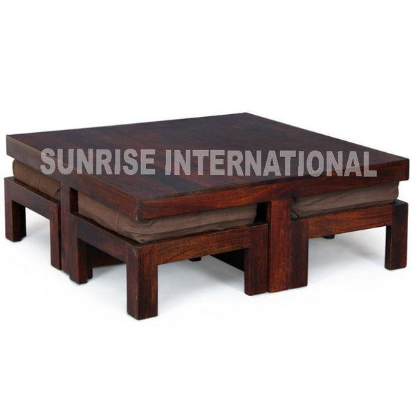 Buy wooden coffee table with stool, solid sheesham wood coffee  