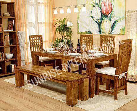 Wooden Dining Table Set, लकड़ी का डाइनिंग मेज़