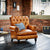 Wooden Vintage High back leather lounge Arm chair sofa furniture