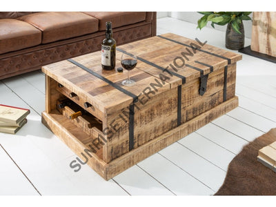 Wooden Coffee & Center Table With Storage Bottle Rack Space ! Home Living:furniture:living