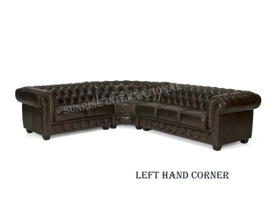 L shape leather chesterfield sofa set