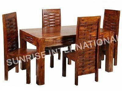 Wooden Lattice Design Dining Table with chairs set !! - Main Image