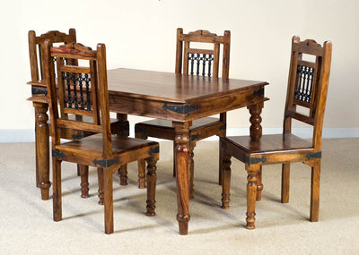 4 seater dining table set with solid wood table and four matching chairs