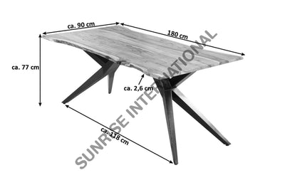 Acacia Wood live edge slab dining table with Airloft Metal legs