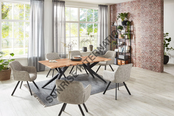 Acacia Wood live edge slab dining table with Airloft Metal legs