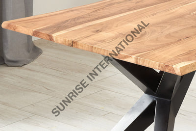 Acacia Wood live edge slab dining table with Airloft Metal legs