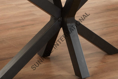 Acacia Wood live edge slab dining table with Spider star shape Metal legs