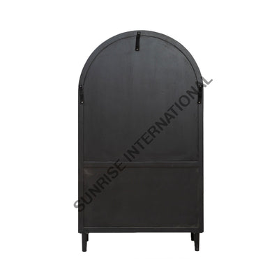 Arched Solid Mango Wood Curio display Cabinet With 3 Drawers