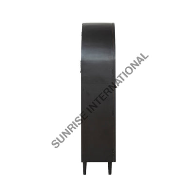 Arched Solid Mango Wood Curio display Cabinet With 3 Drawers