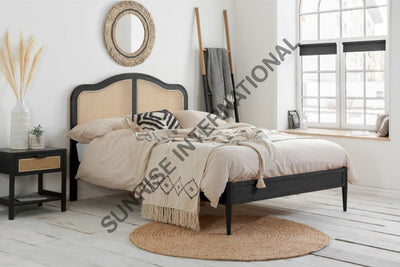 Artistic Rattan Cane Sheesham Wood King / Queen Single Bed - Choose Your Size Home &