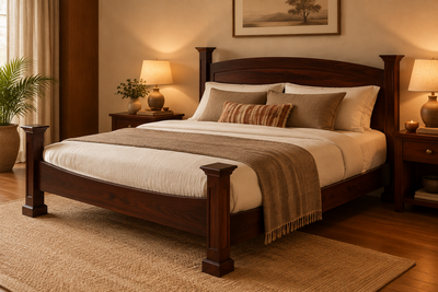 Artistic Wooden Indian King Size Double Bed with pillar legs !!