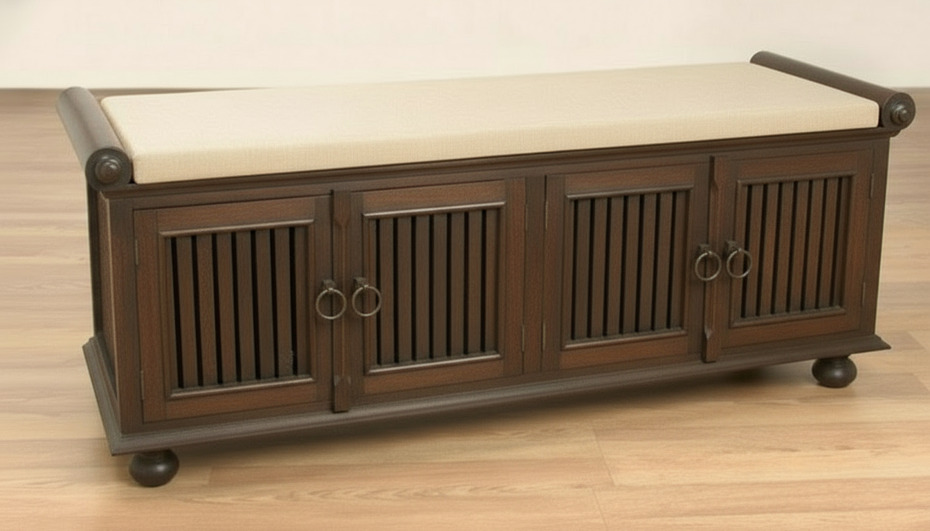 Artistic wooden bench with storage space !