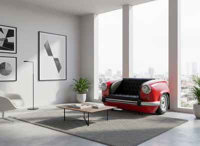 Automobile Furniture - Ambassador Car seat sofa design for home & restaurant with working lights & Seat cushion !
