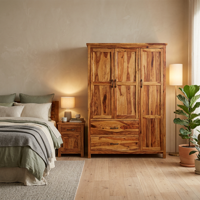 wooden 3 door wardrobe