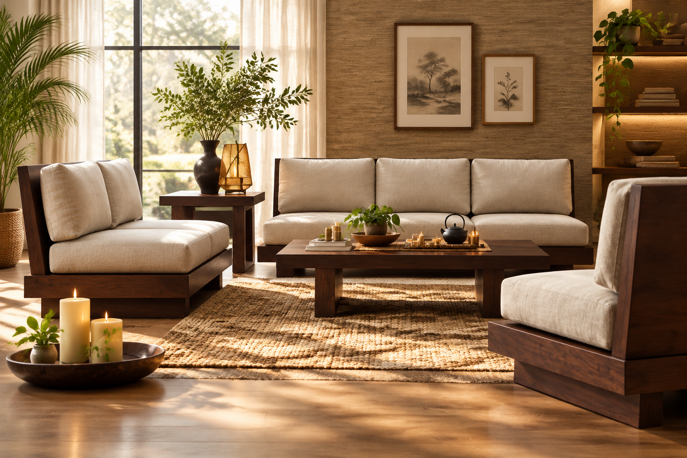 Buy Contemporary Wooden Sofa set online - Choose your combination