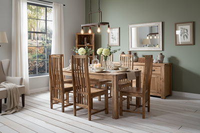 Buy Stylish Mango wood Dakota Dining table Chair Bench furniture set for modern Home - Choose your combination