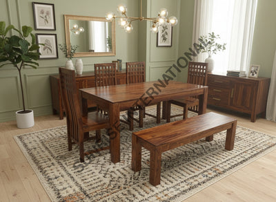 Buy Stylish Wooden Dining table Chair Bench furniture set for modern Home - Choose your combination Home &