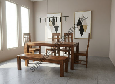 Buy Stylish Wooden Dining table Chair Bench furniture set for modern Home - Choose your combination Home &