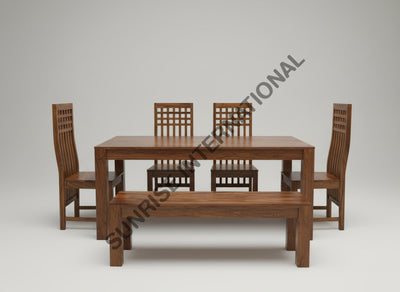 Buy Stylish Wooden Dining table Chair Bench furniture set for modern Home - Choose your combination Home &