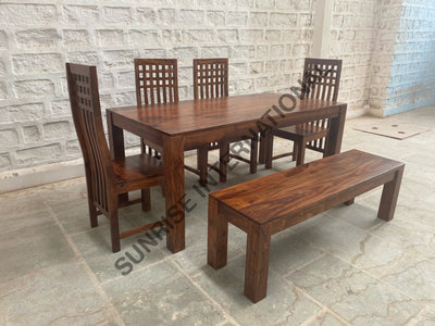 Buy Stylish Wooden Dining table Chair Bench furniture set for modern Home - Choose your combination Home &