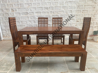 Buy Stylish Wooden Dining table Chair Bench furniture set for modern Home - Choose your combination Home &