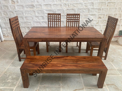 Buy Stylish Wooden Dining table Chair Bench furniture set for modern Home - Choose your combination Home &
