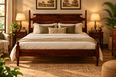 wooden bed in sheesham wood