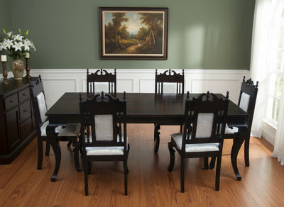 Colonial Style Wooden Dining Table with 6 Chair Set (SUN-DSET669)