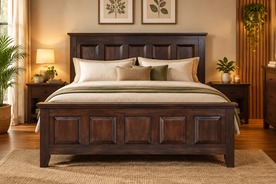 wooden queen size bed in sheesham wood
